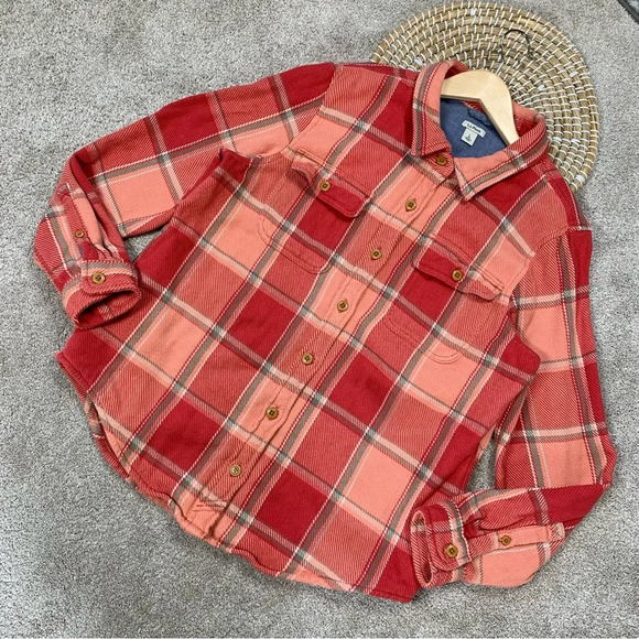 L.L. Bean Women’s Heavy Flannel Shacket Plaid Button Front Shirt Longsleeve L - Picture 1 of 15